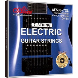 AE536-7SL 七弦电吉他弦，镀层高碳钢丝光弦，白镍色合金(多层纳米级覆膜)缠弦