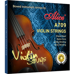 A709 小提琴弦，镀层高碳钢丝光弦，尼龙弦芯，铝镁、镍铬缠弦